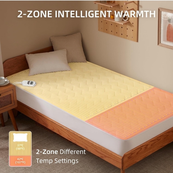 Bwarm Premium Multi-Zone Electric Heated Mattress Pad Twin Size, 39" x 75" - Picture 7 of 12